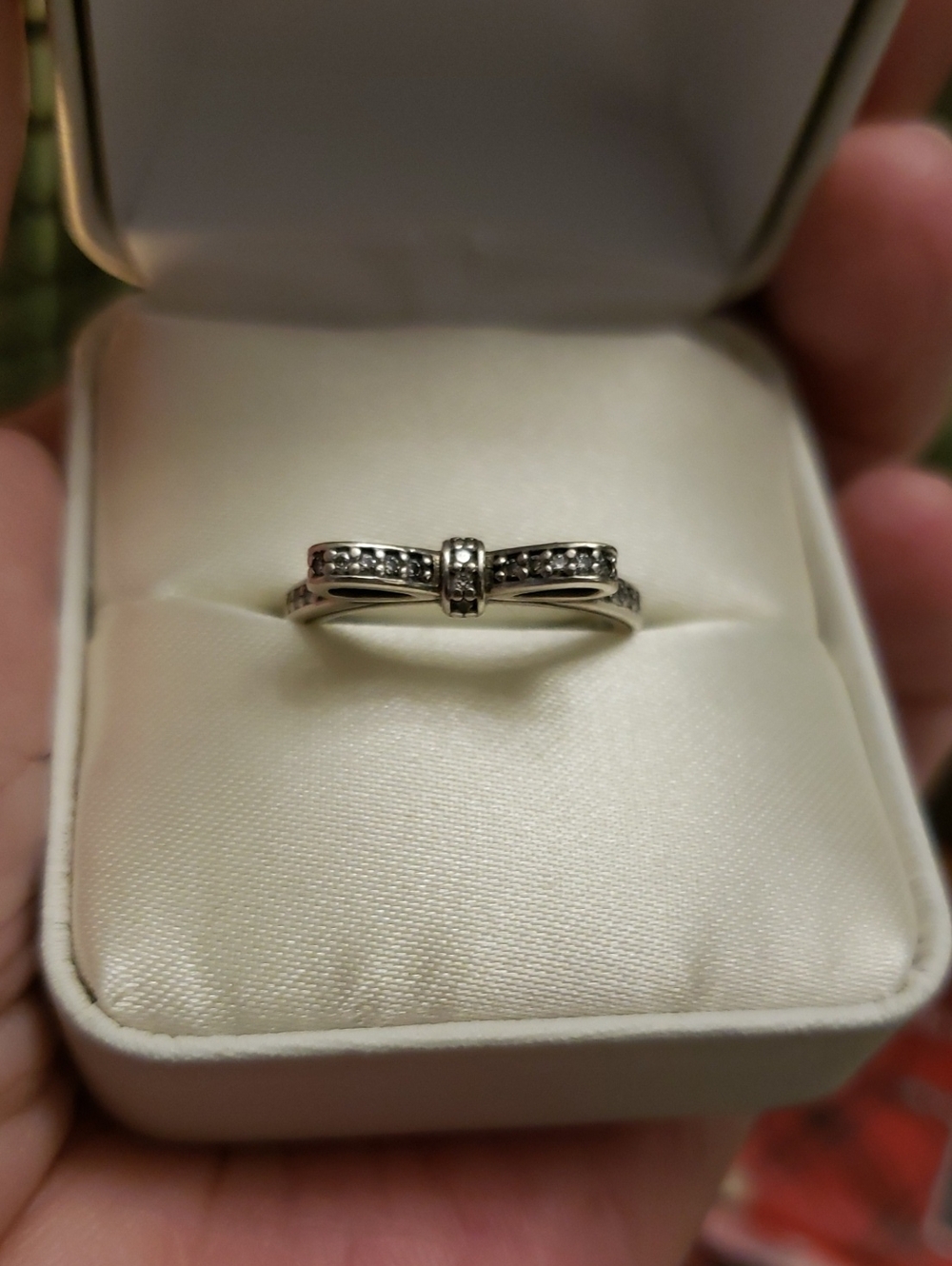 Sterling Silver Pandora Bow Accent Ring - Silver